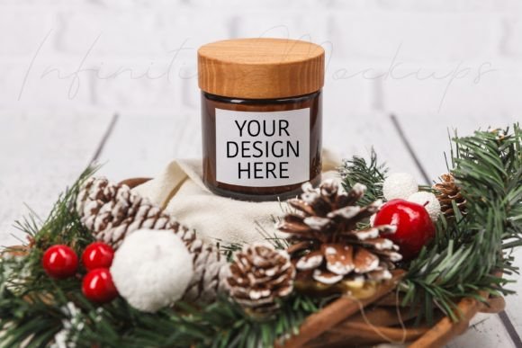 Christmas Candle Mockup: Graphics for Spa Amp Projects
