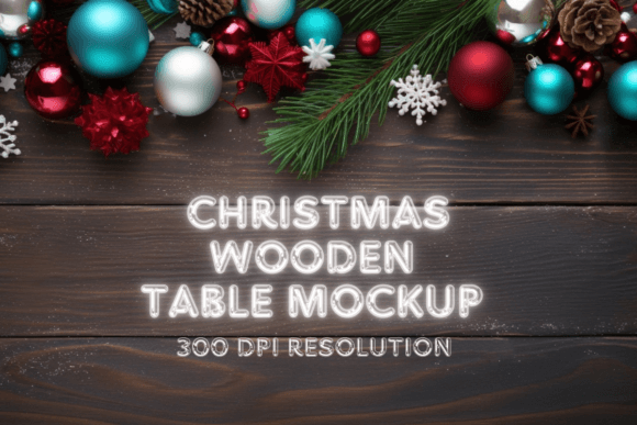 Christmas Empty Table Mockup: Premium Graphics & Backgrounds