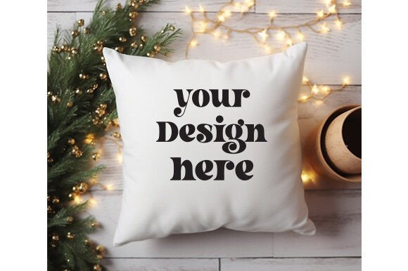 Christmas Pillow Mockup: Graphics for Mugs Amp Crafts