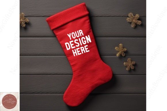 Christmas Red Stocking Mockup: Graphics for Christmas Amp