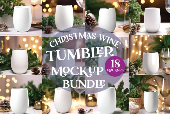 Christmas Wine Tumbler Mockup Bundle: Graphics for Christmas Amp