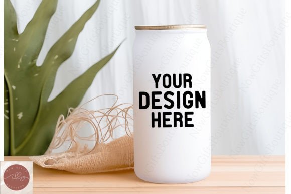 Frosted Can Glass Jungle Mockup: Graphics for Mugs Amp