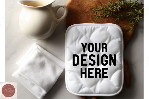Kitchen White Pot Holder Mockup 10: Graphics for Kitchenware