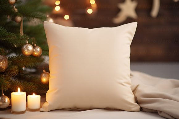 Retro Christmas Pillow Mockup: Graphics for Pillows Amp