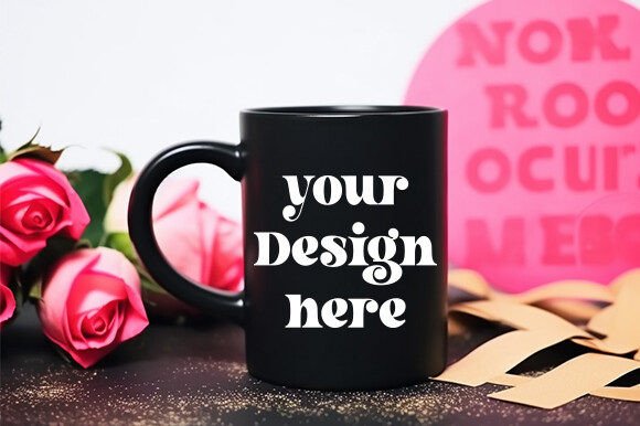 Valentine's Black Mug Mockup for Graphics & Mugs Amp