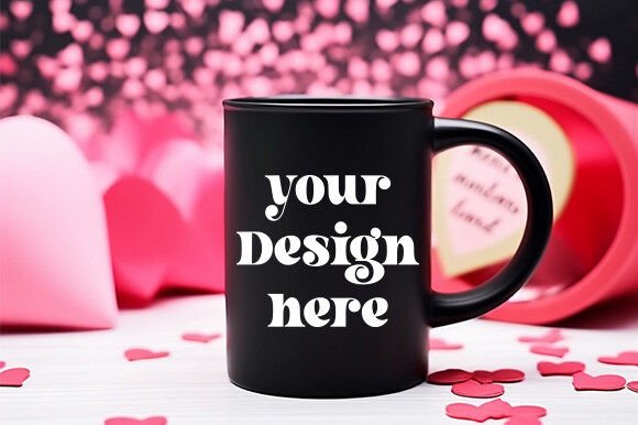 Valentine's Black Mug Mockup for Graphics & Mugs Amp