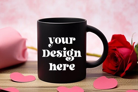 Valentine's Black Mug Mockup: Graphics for Mugs Amp