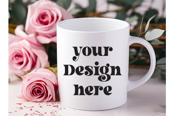 Valentine's White Mug Mockup: Graphics for Mugs Amp