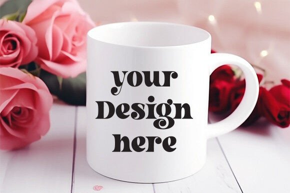 Valentine's White Mug Mockup: Graphics for Mugs Amp