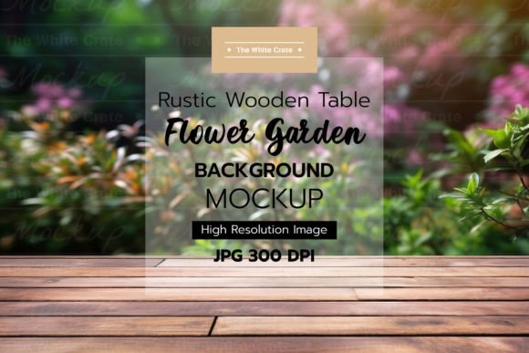 Wood Table Garden Mockup: Graphics & Backgrounds